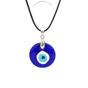 NWOT Necklace Ladies Men Sea Blue Glass Lucky Swing Evil Eye  Pendant
